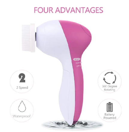New Arrival 5 in 1 Face Cleansing Brush Silicone Facial Brush Deep Cleaning Pore Cleaner Face Massage Skin Care Waterproof Facial Brush