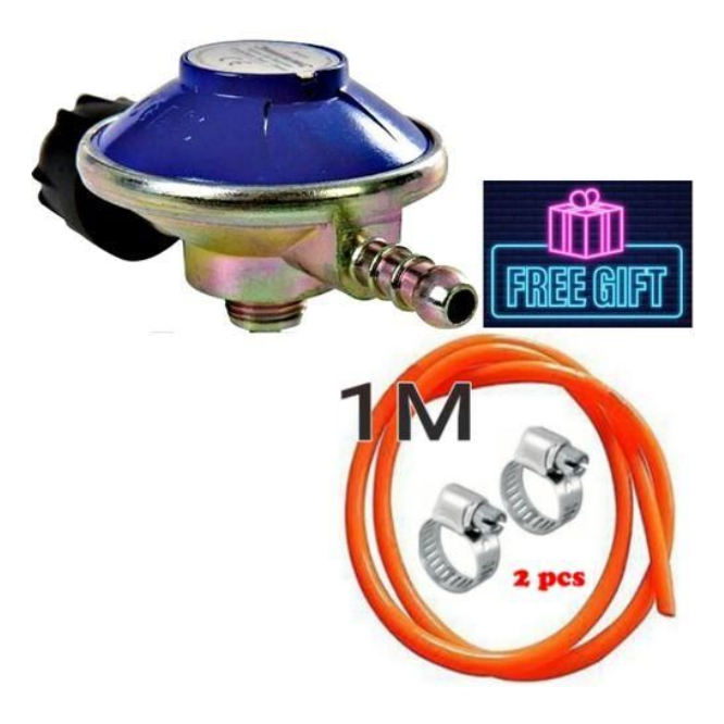 Digital Kitchen Cooking Appliances Accessories High Pressure Gas Regulator For Cooing Gas Cylinder 6kg //6 Kg Plus FREE BONUS Delivery Hose Pipe 1M & Safety Clips Clamps