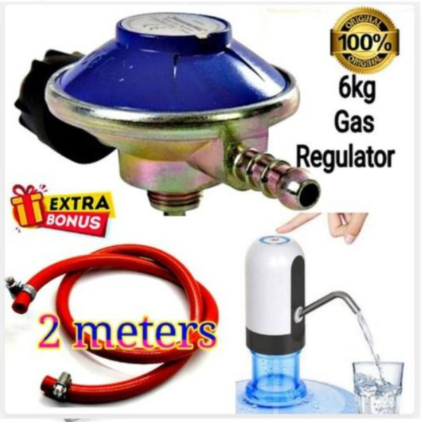 Cooking Gas Cylinder Regulator For 6KG Gas Plus Free 2M Gas Delivery Pipe , 2 Hose Pipe Clamps + Free Automatic Water Dispenser Pump