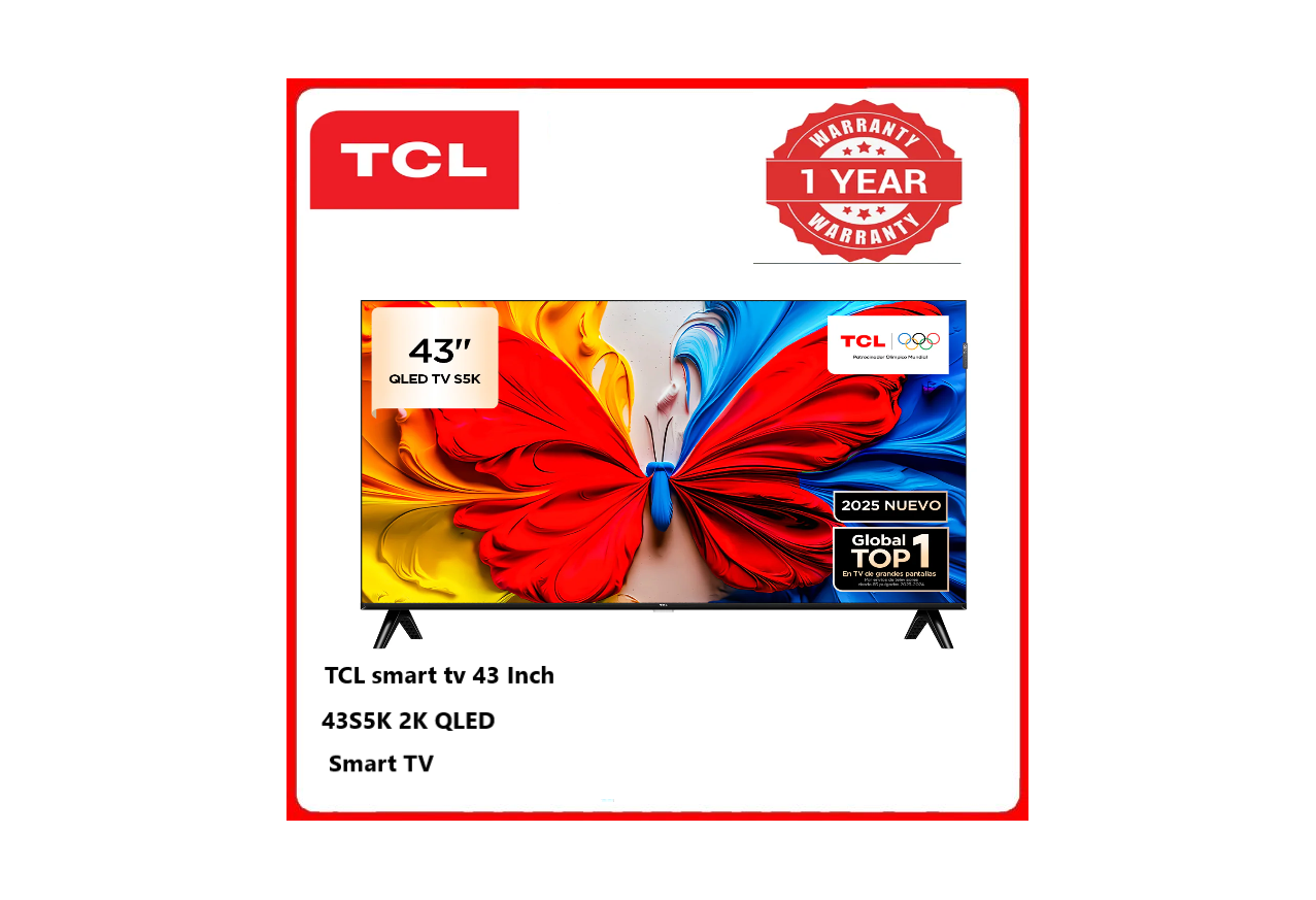 TCL smart tv 43 Inch Dolby Audio Dynamic Color Enhancement HDR 10 TV 43S5K 2K QLED 2.0 Google smart Frameless edgeless design  google tv  AIPQ 2.0