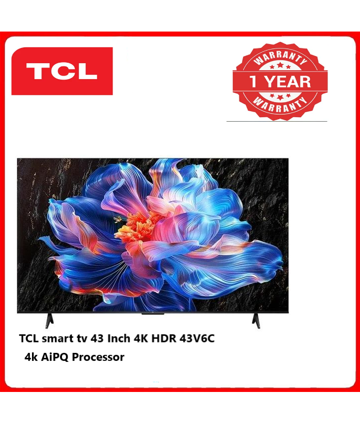 TCL edgeless design smart tv 43 Inch 4K HDR 43V6C 4k AiPQ Processor Android Tv Dolby Vision and Atmos Google Meet google tv  Automatic Low Latency Mode smooth console gaming simultaneous sound