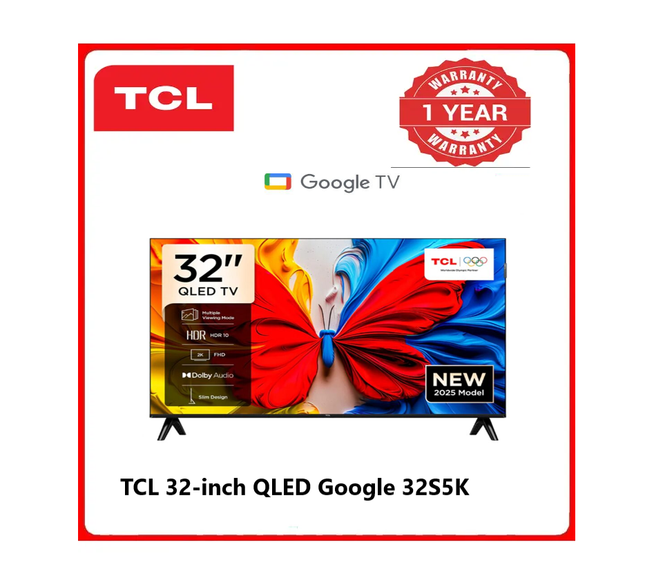 TCL  32-inch QLED Google 32S5K QLED vivid color & enhanced brightness Full HD 2K HDR 10 &HDR 10+ – Clearer details Immersive Dolby Audio