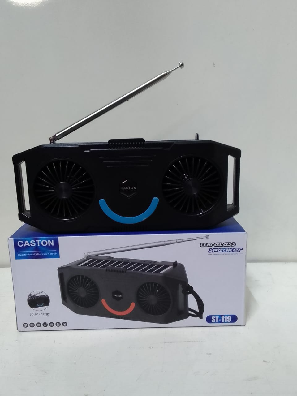 FLASH SALE DEALS!!! CASTON ST-119 WIRELESS BLUETOOTH SPEAKER+FREE AIRPODS (USB/TF Card, Lightweight, Portable, High quality, X Bass, FM Radio, Solar panel)Bluetooth speaker+Free Gift