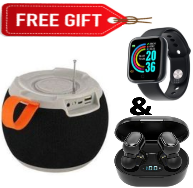 FLASH SALE DEALS!!! C15 WIRELESS BLUETOOTH SPEAKER (USB/TF Card, Lightweight, Portable, High quality, X Bass, FM Radio)+FREE SMARTWATCH+EARPODS