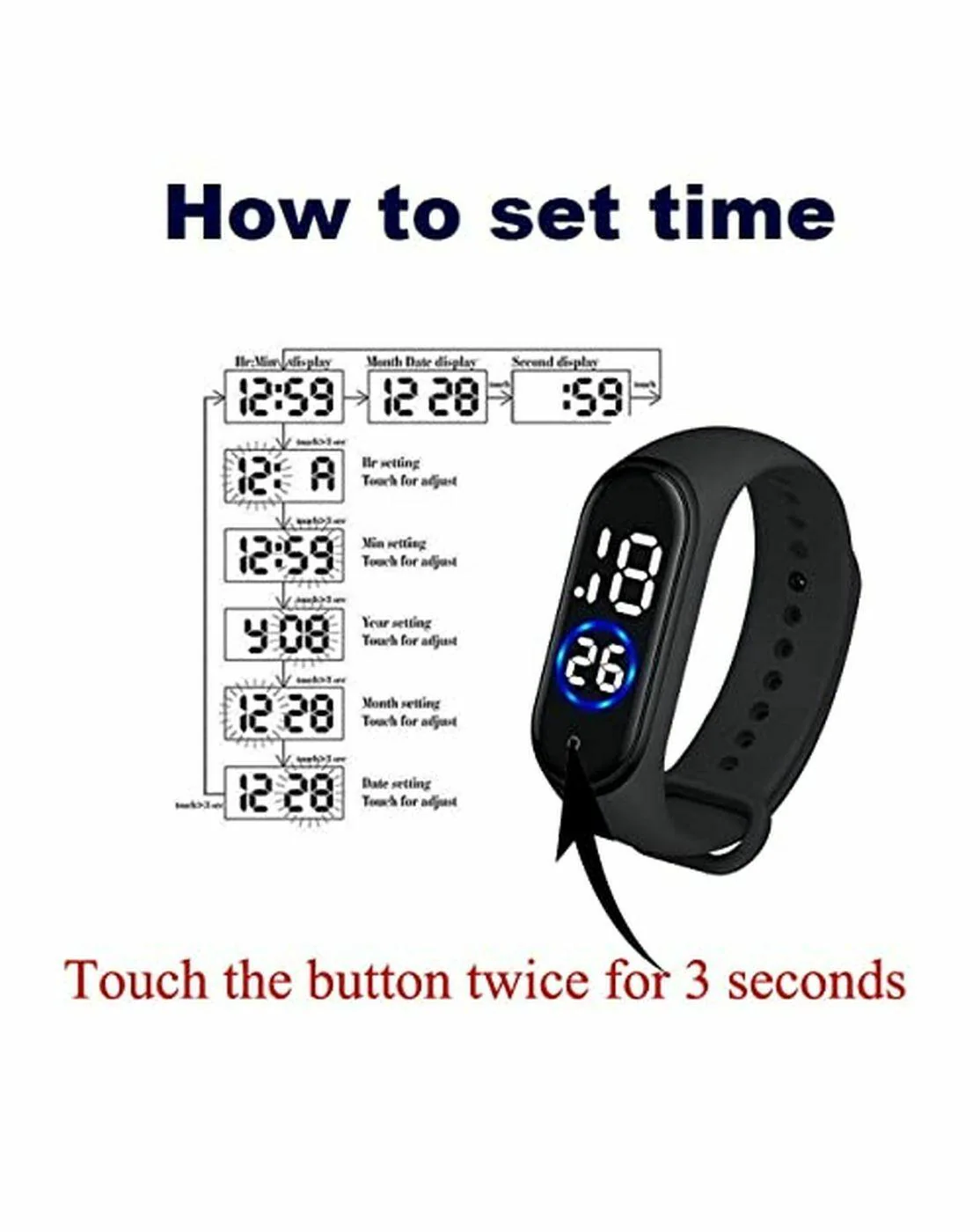 DISCOUNTED DEALS!!!Fashion Bracelet Watch for Kids Girls Boys Sport Electronic Wristwatch LED Waterproof Digital Clock Touch screen Touch screen made in China