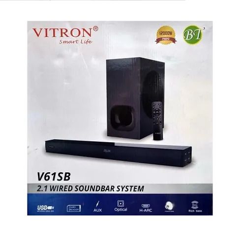 FLASH SALE DEALS!! Vitron V61SB 2.1CH, 12000W PMPO Multimedia Bluetooth Woofer Wired Soundbar System BT/USB/AUX/SD/FM Home Audio with Remote Control - Speakers