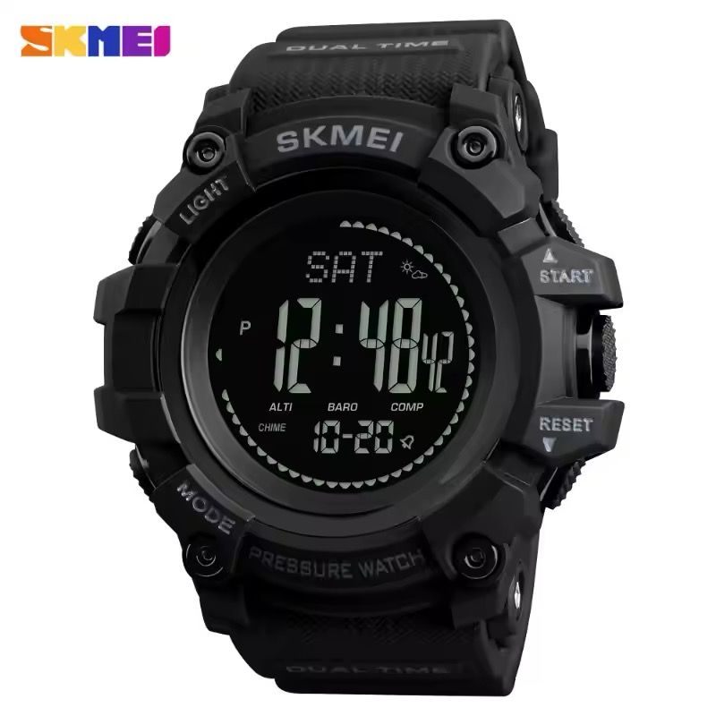 SKMEI Digital Unique wrist watch with Compass, Barometer, Thermometer, Pedometer, alarm, altimeter, Calendar and LED Light