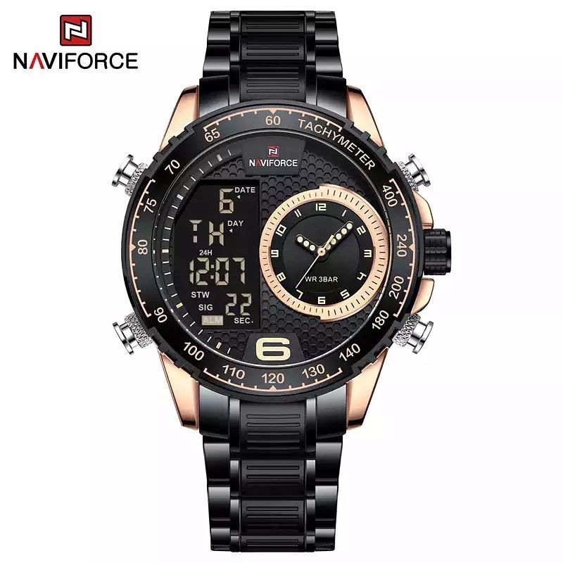Naviforce Men Digital Analogue Dual Time 3ATM Water Resist Wrist Watch