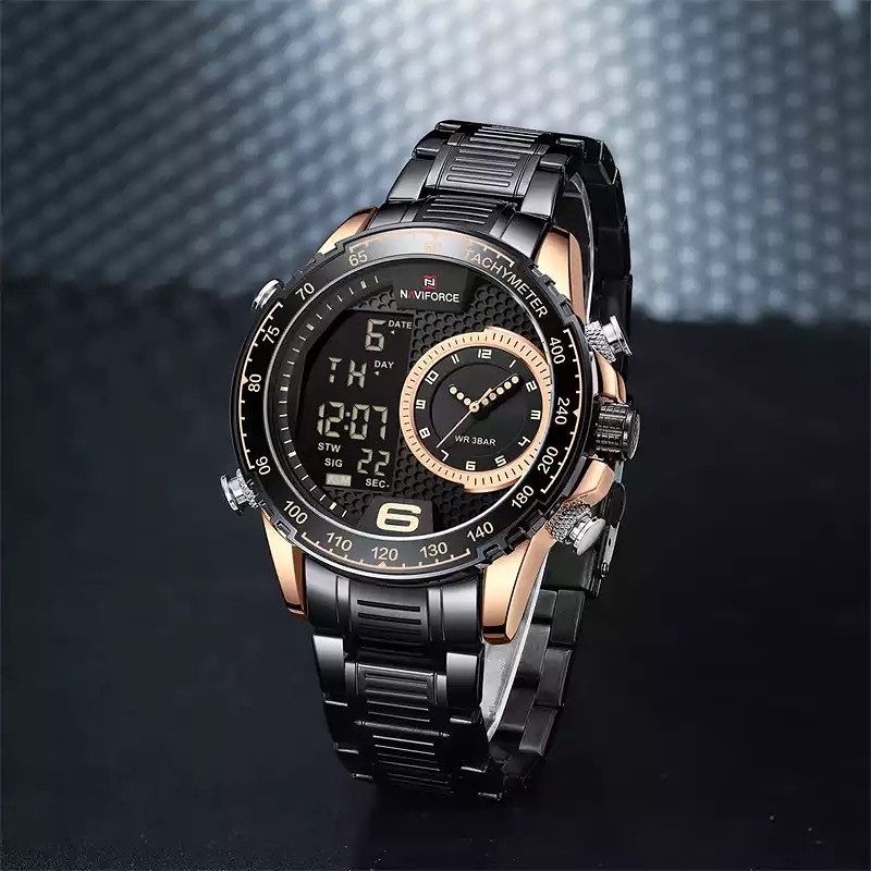 Naviforce Men Digital Analogue Dual Time 3ATM Water Resist Wrist Watch