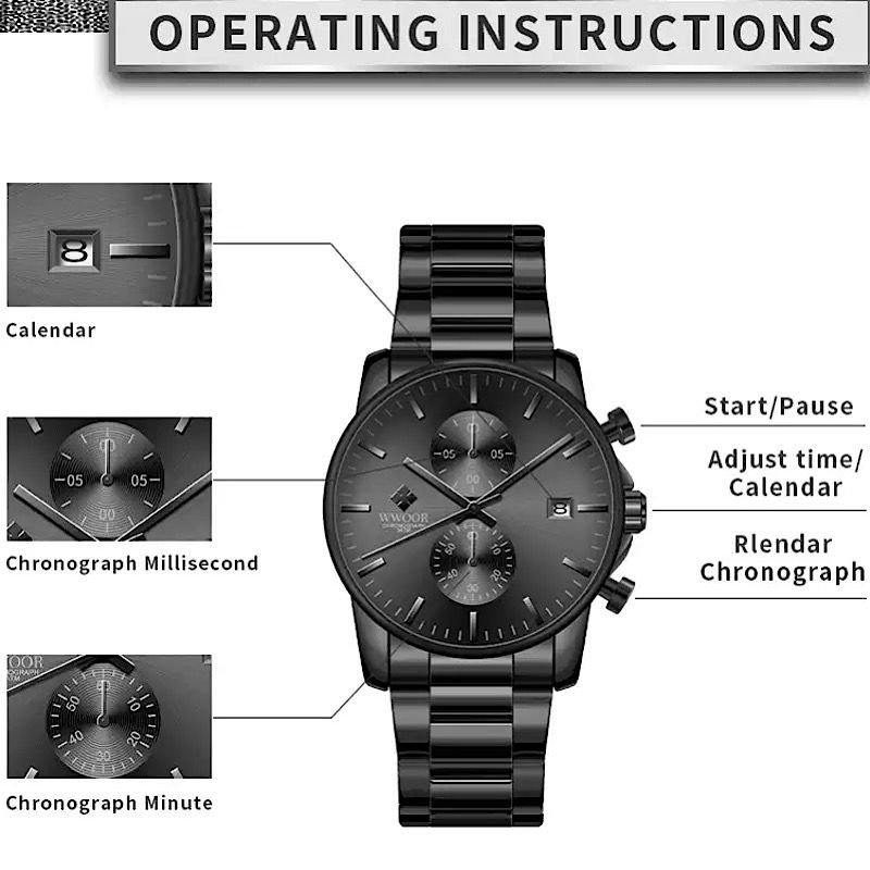 Wwoor Men's Functional Chronograph Wrist Watch