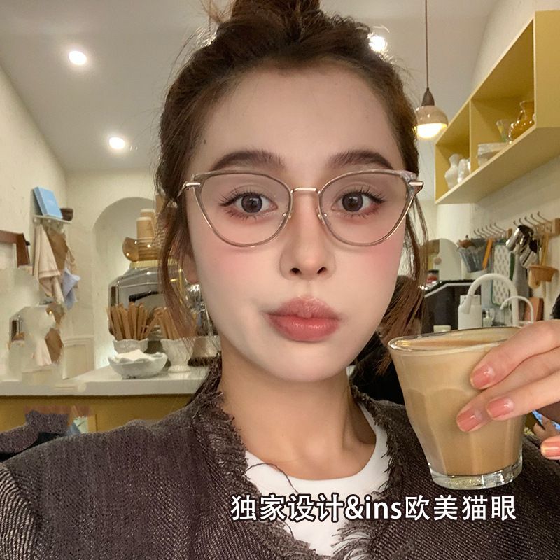 2025 New Women Cat Eye Anti Blue Light Optical Frame Stainless Glasses Spectacle Eyeglasses Eyewear Frames