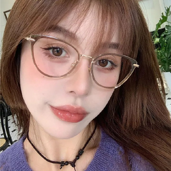 2025 New Women Cat Eye Anti Blue Light Optical Frame Stainless Glasses Spectacle Eyeglasses Eyewear Frames