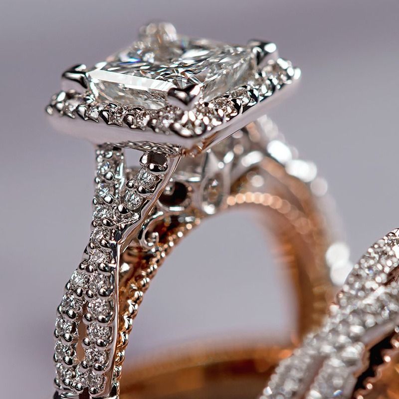 1/2/3 Pcs/Set Rose Gold Sparkling Zircon Rings Set For Ladies Luxury Proposal Engagement Rings Original Wedding Jewelry Gift