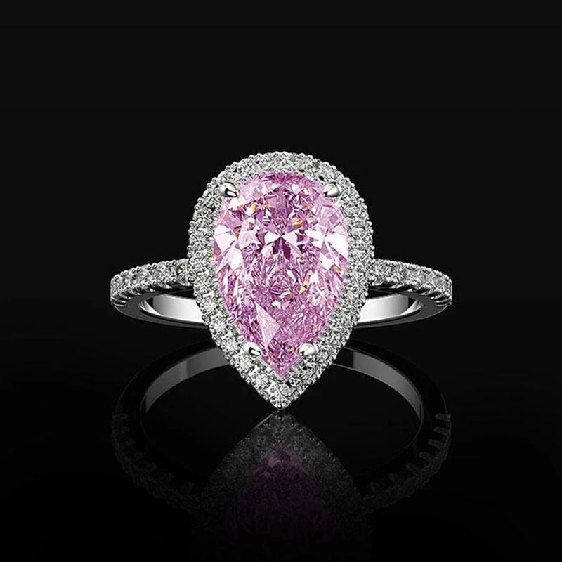 3.75 Carat White Pear Cut Top & Side Halo Lab Created Diamond Engagement Ring In 14k White Yellow Rose Gold For Women
