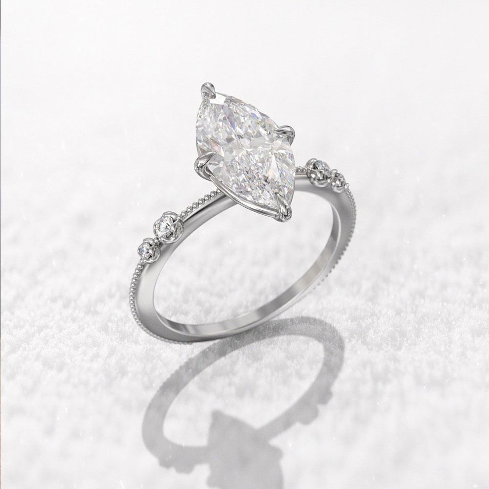 3.75 Carat White Pear Cut Top & Side Halo Lab Created Diamond Engagement Ring In 14k White Yellow Rose Gold For Women
