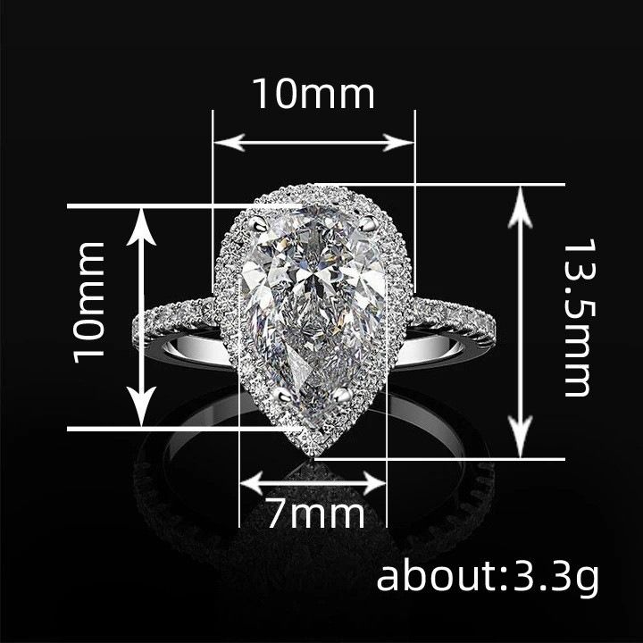 3.75 Carat White Pear Cut Top & Side Halo Lab Created Diamond Engagement Ring In 14k White Yellow Rose Gold For Women