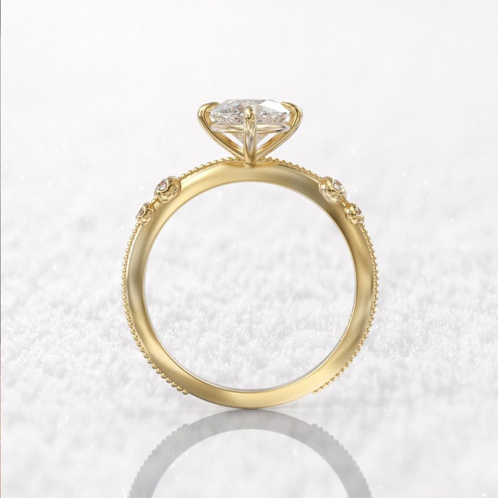 3.75 Carat White Pear Cut Top & Side Halo Lab Created Diamond Engagement Ring In 14k White Yellow Rose Gold For Women