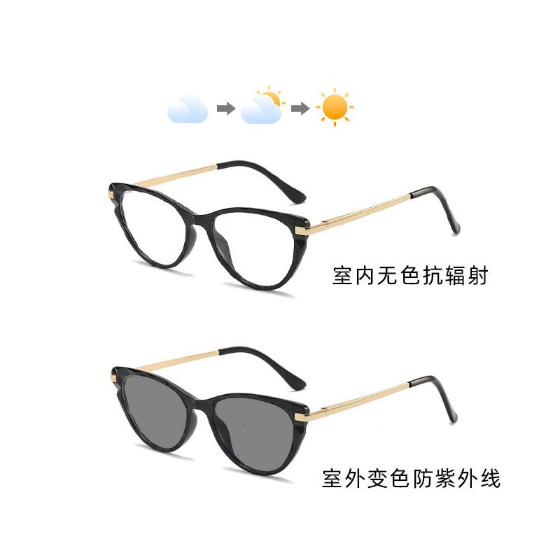 Photochromic Plastic Sunglasses Men Women Outdoor Travel Beach Vacation Computer Reading/Gaming/TV/Phone Glasses Retro Cat-Eye Frame Anti-Blue Light Eyewear