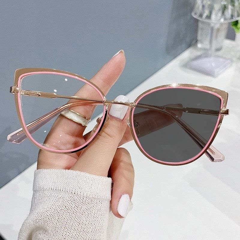 Fashion Metal Blue Light Blocking Glasses For Women, Anti-radiation Frame For Small Face Naked Makeup, Cat Eye Sunglasses Sunglasses Frame