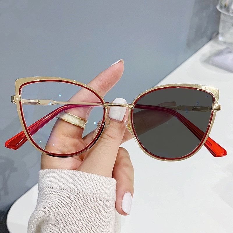 Fashion Metal Blue Light Blocking Glasses For Women, Anti-radiation Frame For Small Face Naked Makeup, Cat Eye Sunglasses Sunglasses Frame