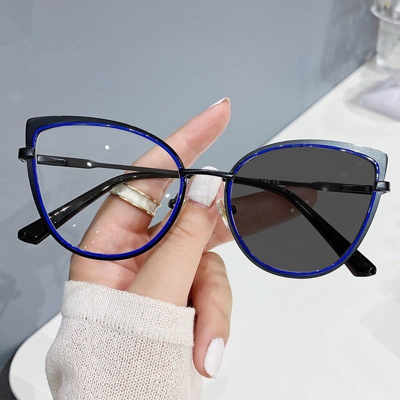 Fashion Metal Blue Light Blocking Glasses For Women, Anti-radiation Frame For Small Face Naked Makeup, Cat Eye Sunglasses Sunglasses Frame