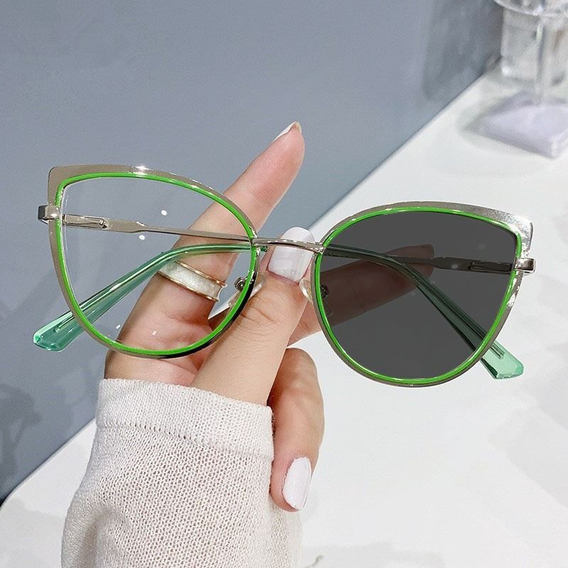 Fashion Metal Blue Light Blocking Glasses For Women, Anti-radiation Frame For Small Face Naked Makeup, Cat Eye Sunglasses Sunglasses Frame