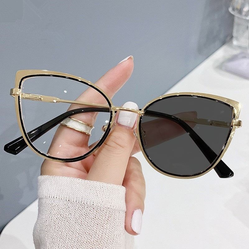Fashion Metal Blue Light Blocking Glasses For Women, Anti-radiation Frame For Small Face Naked Makeup, Cat Eye Sunglasses Sunglasses Frame