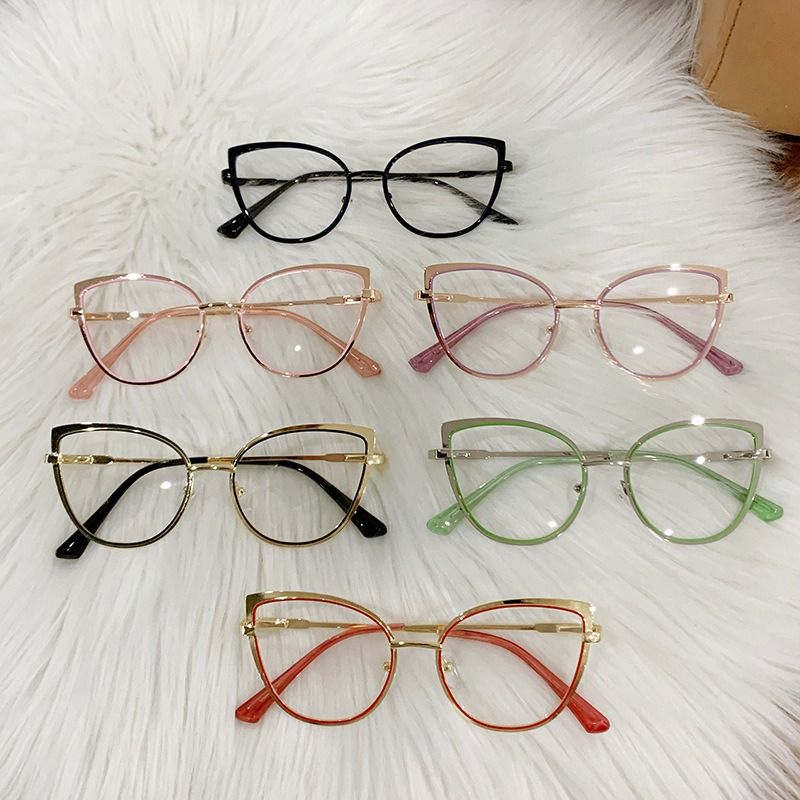 Fashion Metal Blue Light Blocking Glasses For Women, Anti-radiation Frame For Small Face Naked Makeup, Cat Eye Sunglasses Sunglasses Frame
