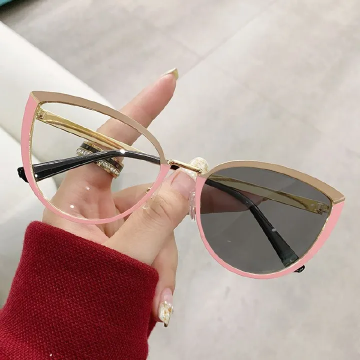 Fashion Cat Eye Photochromic Fashion Glasses Women Anti Blue Light Glasses Boho Shades Beach Accessories Photochromic Plastic Sunglasses