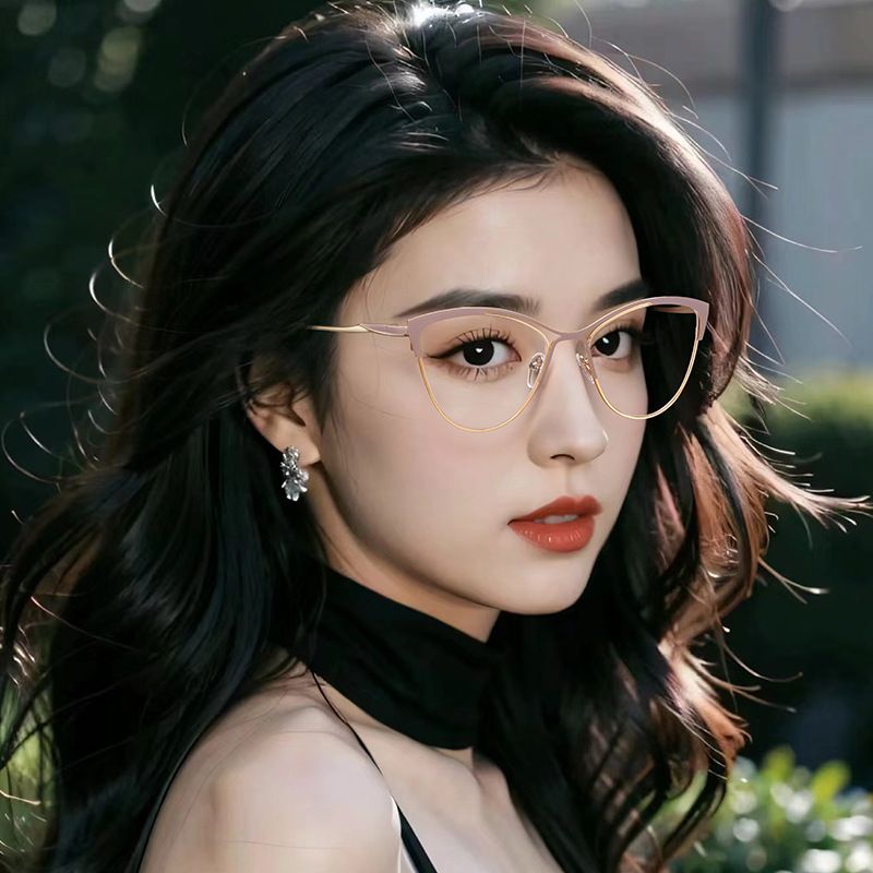 Vintage Cat Eye Women Hollow Out Sunglasses Pink Sun Glasses Metal Frame Mirror Lens Eyewear
