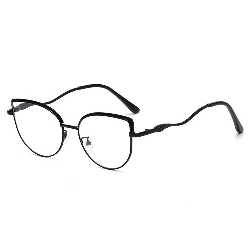 1pc photochromic qingqing patchwork blue gold metallic cateye round lunettes photogrey homme women female blue light filter glasses