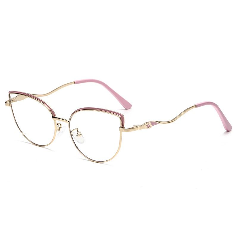 1pc photochromic qingqing patchwork blue gold metallic cateye round lunettes photogrey homme women female blue light filter glasses