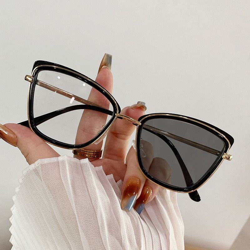 1Pc Newly  Metal Unisex Optical Computer Glasses Oversized Cat Eye Anti-Blue Light Blocking Stylish Metal Frame Radiation Protection