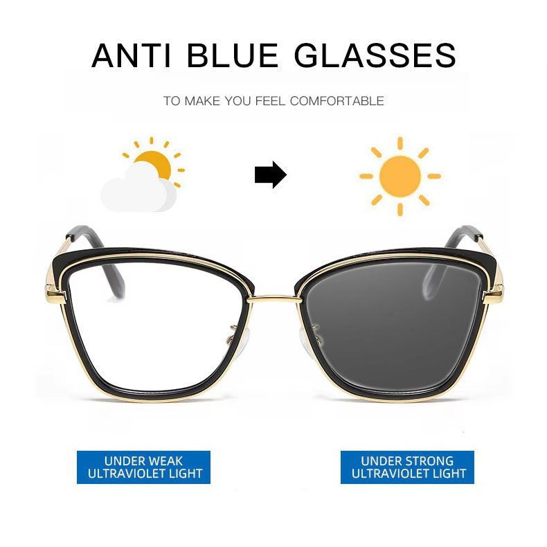 1Pc Newly  Metal Unisex Optical Computer Glasses Oversized Cat Eye Anti-Blue Light Blocking Stylish Metal Frame Radiation Protection