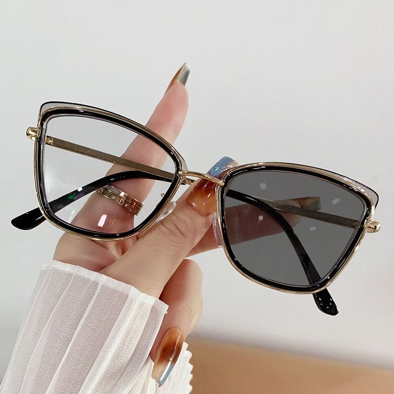 1Pc Newly  Metal Unisex Optical Computer Glasses Oversized Cat Eye Anti-Blue Light Blocking Stylish Metal Frame Radiation Protection