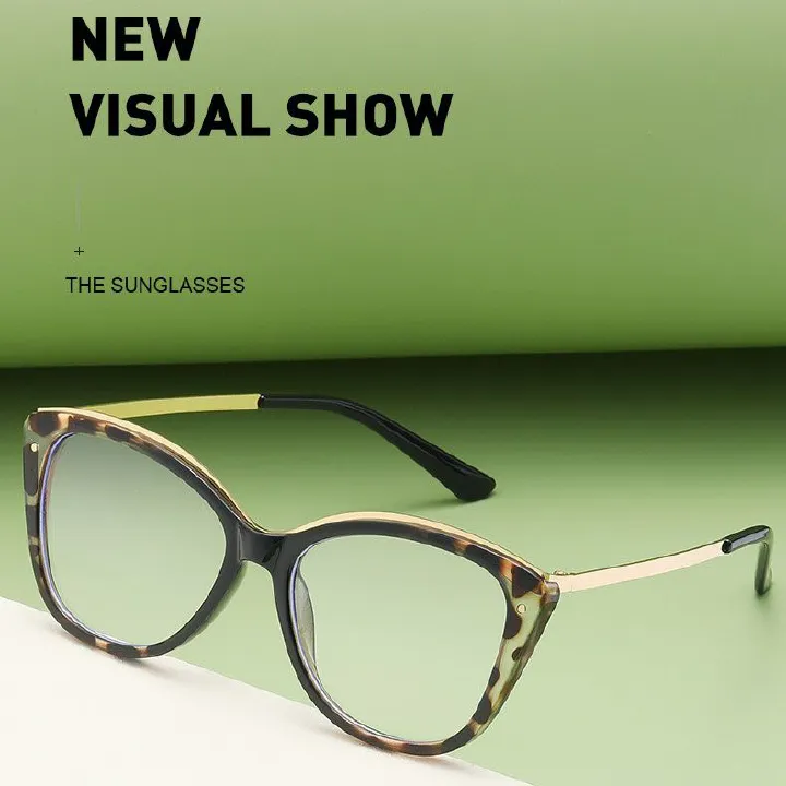 1Pc 2025 New Anti Blue Light Blocking Trend Cat Eye Photochromic Glasses Fashion Eyeglasses Frame