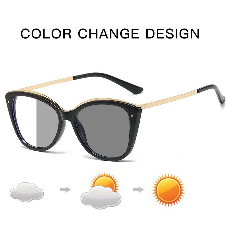 1Pc 2025 New Anti Blue Light Blocking Trend Cat Eye Photochromic Glasses Fashion Eyeglasses Frame