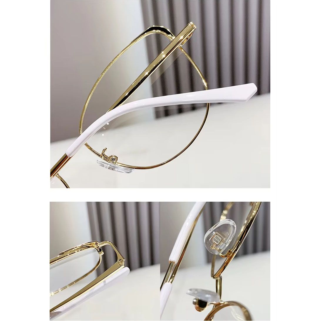 Women's Metal Cat Eye Photochromic Glasses Pink & Blue Anti-Blue Light for Reading Photographic Gray Antireflective Blue Lens