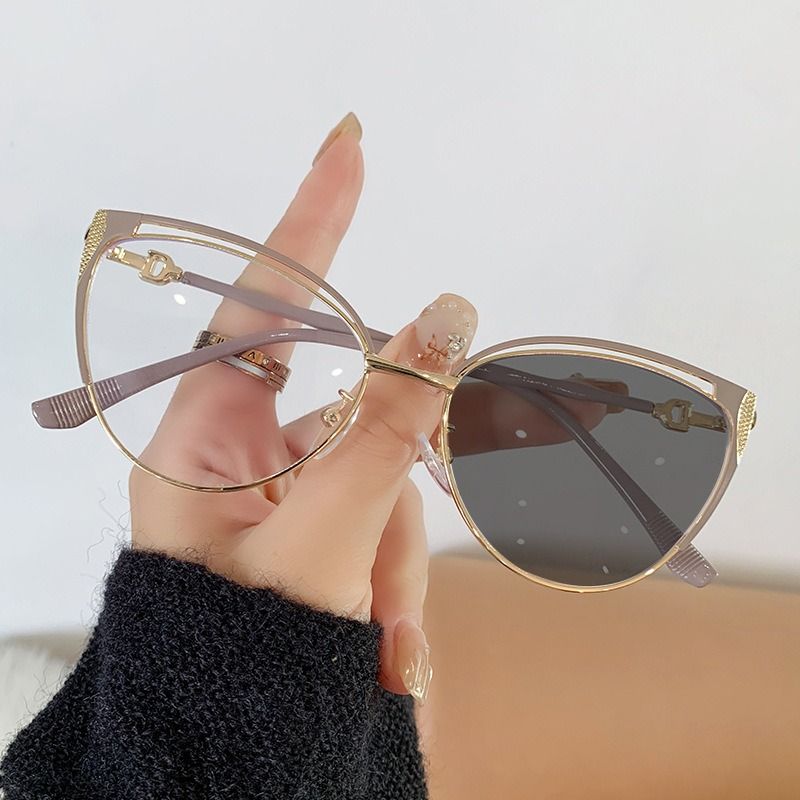 New man Metal Cat Eye Eyeglasses Frames for All Face Photochromic Glasses Lunett Photogray Anti BLue Light Eyewear Spectacles