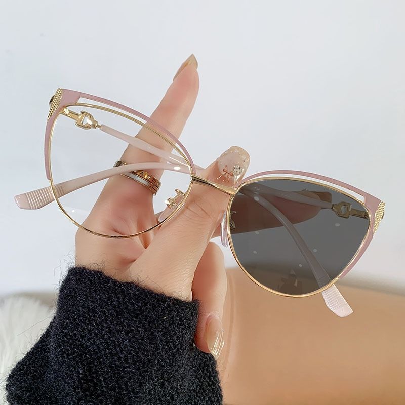 New man Metal Cat Eye Eyeglasses Frames for All Face Photochromic Glasses Lunett Photogray Anti BLue Light Eyewear Spectacles