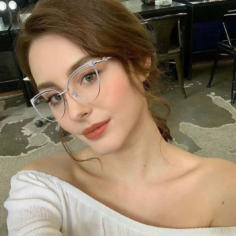 New man Metal Cat Eye Eyeglasses Frames for All Face Photochromic Glasses Lunett Photogray Anti BLue Light Eyewear Spectacles