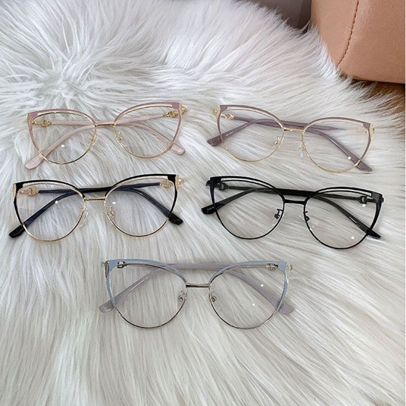 New man Metal Cat Eye Eyeglasses Frames for All Face Photochromic Glasses Lunett Photogray Anti BLue Light Eyewear Spectacles