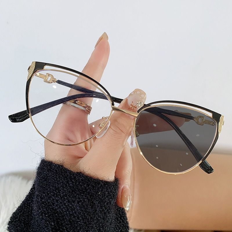 New man Metal Cat Eye Eyeglasses Frames for All Face Photochromic Glasses Lunett Photogray Anti BLue Light Eyewear Spectacles