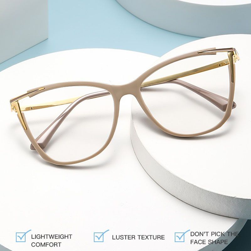 New Arrival Photochromic Custom Logo Computer Glasses Retro Optical Frames Anti Blue Light Metal Cat Eye Spectacles