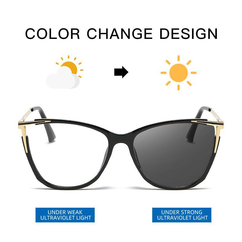 Trendy Cat Eye Plastic Frames Photochromic Spectacle Glasses Anti Blue Light Optical Frame Women Eyeglasses