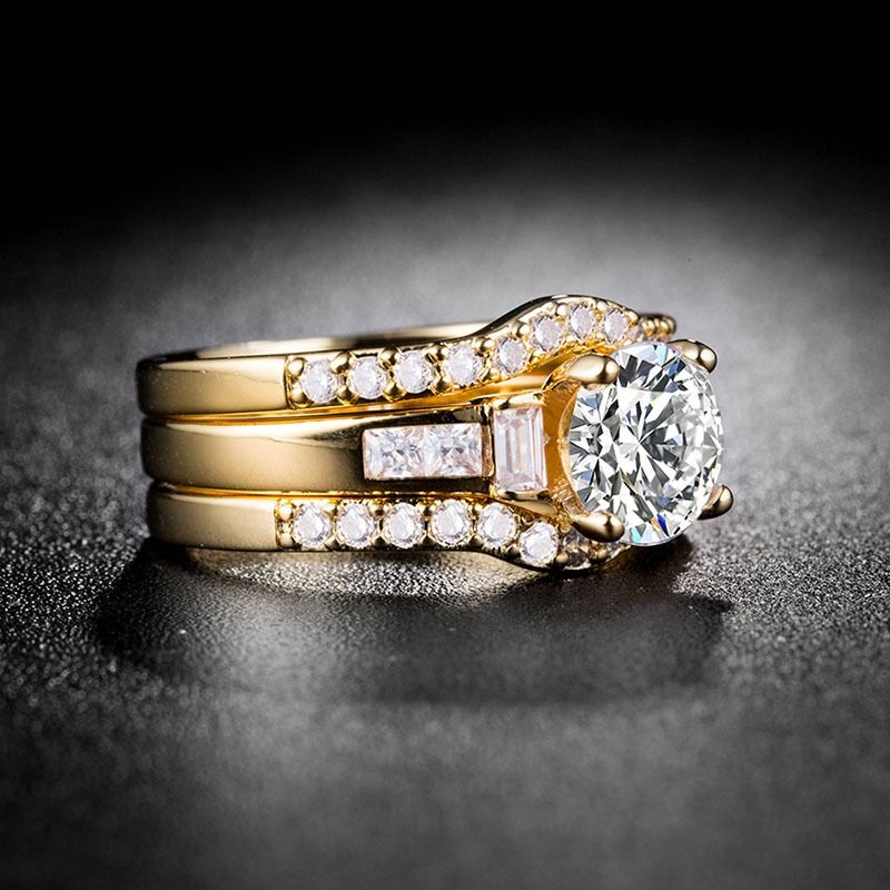 Luxury Fashion Women Zircon Jewelry Rings Female Diamond Bridal Engagement Wedding Ladies Trendy Finger Ring
