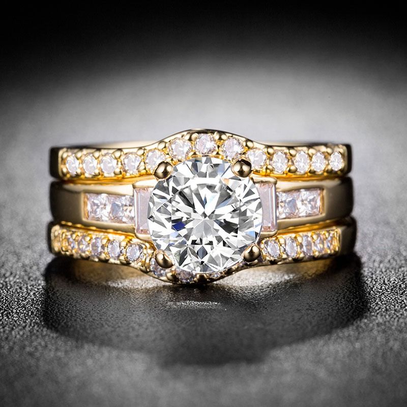 Luxury Fashion Women Zircon Jewelry Rings Female Diamond Bridal Engagement Wedding Ladies Trendy Finger Ring