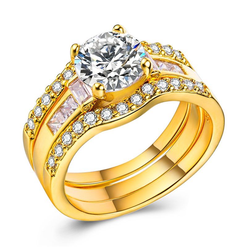 Luxury Fashion Women Zircon Jewelry Rings Female Diamond Bridal Engagement Wedding Ladies Trendy Finger Ring