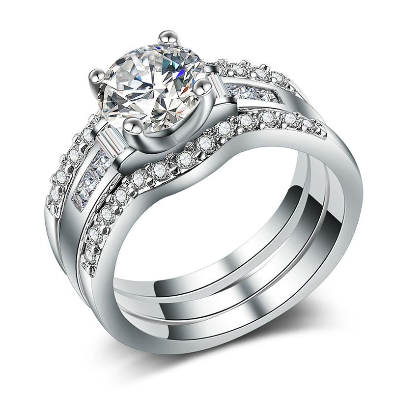 Luxury Fashion Women Zircon Jewelry Rings Female Diamond Bridal Engagement Wedding Ladies Trendy Finger Ring