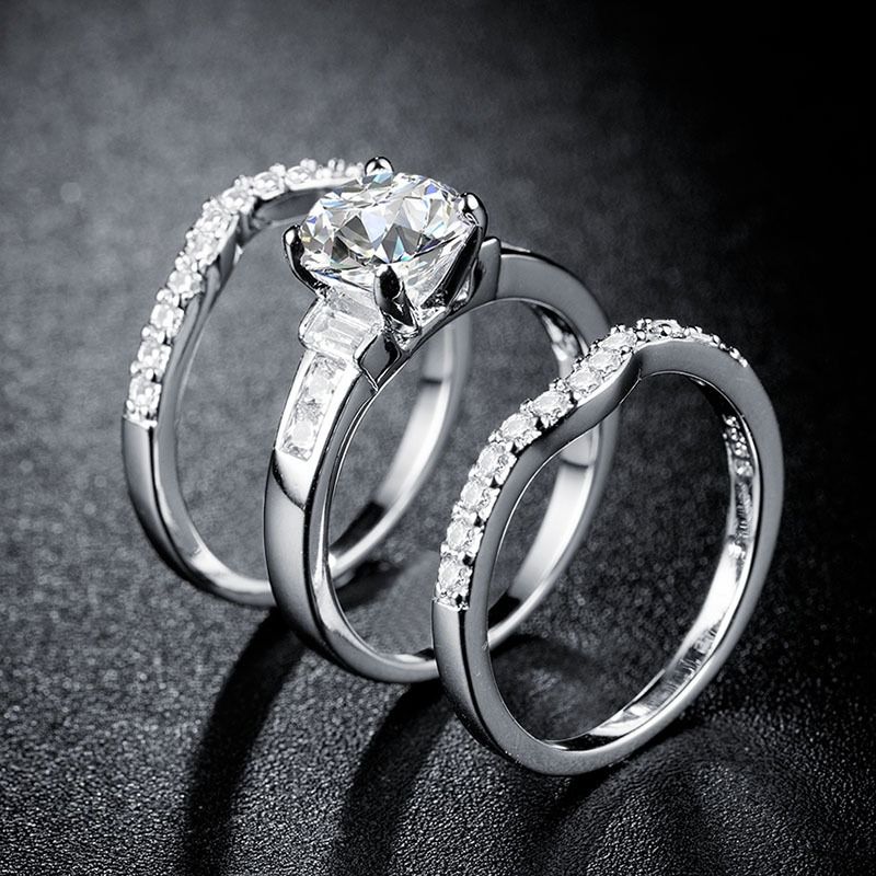 Luxury Fashion Women Zircon Jewelry Rings Female Diamond Bridal Engagement Wedding Ladies Trendy Finger Ring